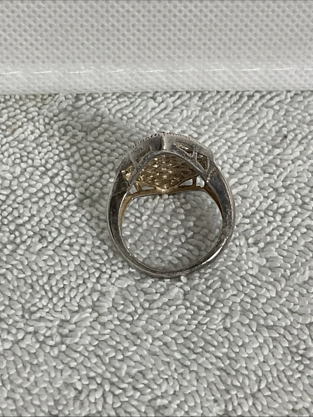 925 Sterling Silver Tanzanite Pave Marquise Shield Cluster Statement Ring Sz 7